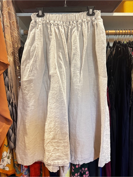 Buy Kud Pants - Relaxed Linen Wide Leg Crop Pants in Light Beige